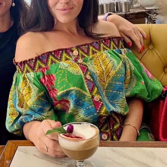 Farm Rio Banana Leaves Off Shoulder Midi
Dress Small - Picture 5 of 6